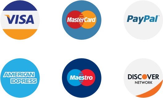 Accepted payment methods: Visa, MasterCard, American Express, and Discover